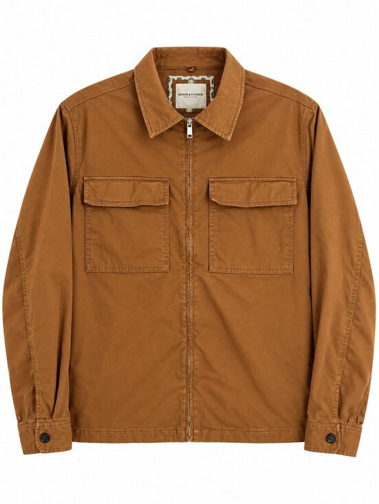 Denim & Flower Other - Denim & Flower Ricky Singh Men’s L Brown Utility Zip Shirt Jacket Shacket